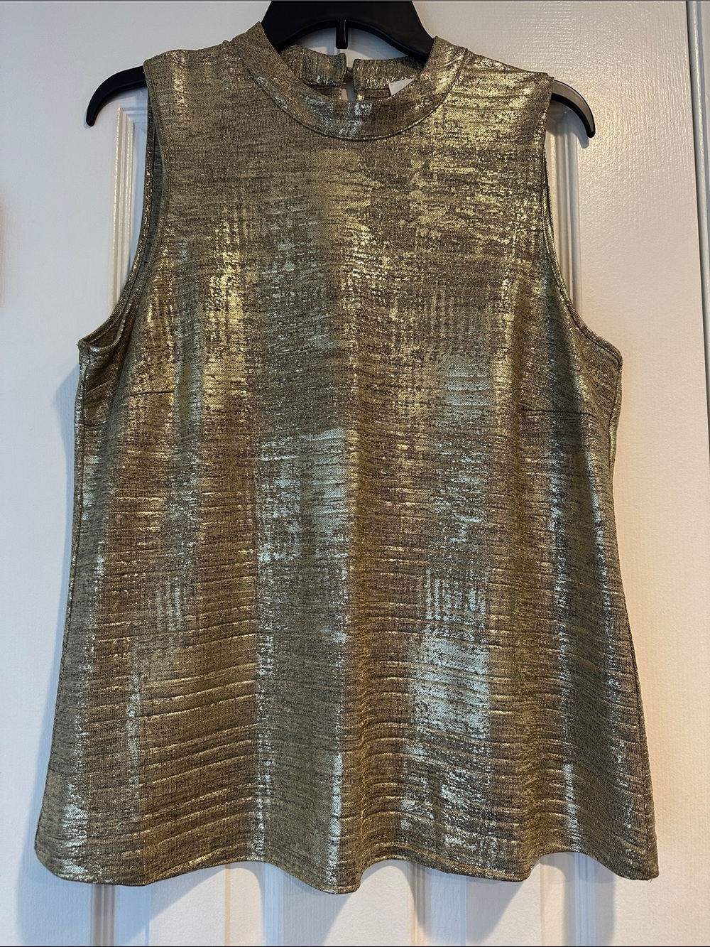 JB by Julie Brown Metallic Gold Mock Neck Sleeveless Tank